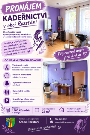 Rozstání - pronájem kadeřnictví